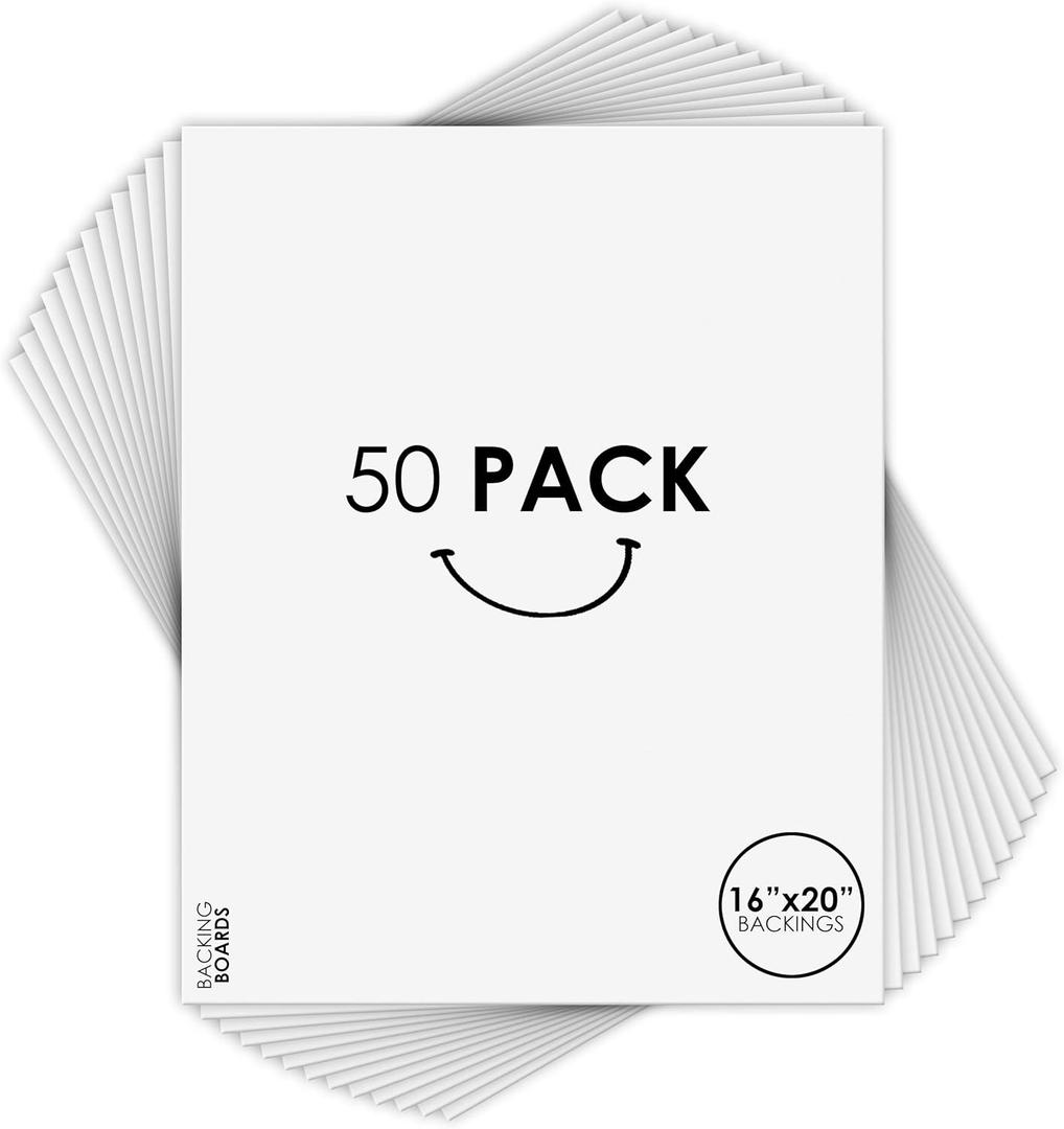Golden State Art, 16x20 Picture Mat Matte Backerboards for Framing. Pack Contains 50 Backing Boards (White, 50 Pack)