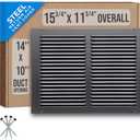 Fits 14x10 Duct Opening | Steel Return Air Grille by Handua | Vent Cover Grill for Sidewall and Ceiling | Black | HVAC Cold Air Intake Grille | Outer Dimensions: 15.75"W X 11.75"