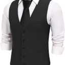 COOFANDY Men's Business Suit Vests Slim Fit Formal Dress Waistcoat Groomsman Vest For Wedding (Black)