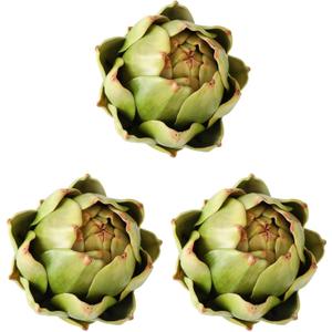 GiftYou 3-Pack Large Green Artificial Artichokes - Fake Vegetables and Faux Fruits for Kitchen Decorations (Green)