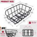 Bike Basket Rear, Large Bicycle Basket with Cargo Net, Liner and Waterproof Cover for Electirc Bike, Ebike and Bikes, Large Capacity Wire Bakset