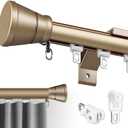 Single Curtain Track for Windows, 1.5m(4.9ft) Wall Mounted Heavy Duty Decorative Curtain rail with End Caps, Aluminum Brackets, Silent Wheels Easy to Install for Bedroom Living Room（Gold）