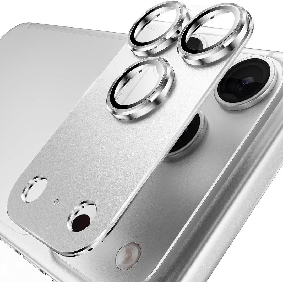 YWXTW Designed for iPhone 17 Pro Max Camera Lens Protector, [1:1 Perfect Fit] Full Coverage Matte Metal Tempered Glass Camera Screen Cover Accessories, Case Friendly (Silver, iPhone 17 Pro Max)
