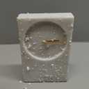 Deco 79 Marble Minimalistic Rectangular Clock with Recessed Numberless Clockface, 6" x 2" x 9", White