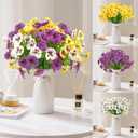 Homcomoda Artificial Fake Pansy Flowers for Outdoors Decoration, 18 Pcs Faux Silk UV Resistant Spring Flowers for Front Door Garden Porch Planter Patio Balcony Yard Indoor Home Decor