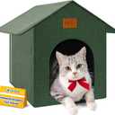 Outdoor Cat House Feral Cat Shelter,Outside Waterproof Cat House for Outdoor/Indoor Cats, Insulated Cat Bed for All Seasons with Cozy Cushion Easy to Assemble Olive Green