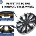 17 Inch Gloss Silver Universal Wheel Covers Hubcaps for Steel Wheels, Set of 4, Adjustable Snap-On Design for Most Sedans, SUVs, Trucks & Vans, Tool-Free Install