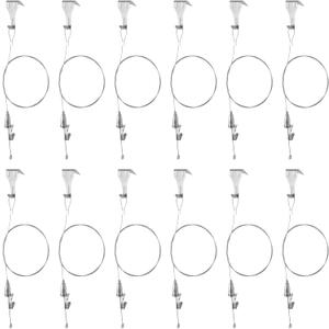 Picture Rail Hanging System with Hook, 66 lb (30 kg) Max Load, Adjustable Wire Hooks Kit, 6.6 ft (2 m) Length Cable with Loop, Picture Hanging Kit (12 Pack)