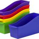 Storex Large Book Bin, Linking Storage Bin, Dry Erase Surface, 14.3 x 7 x 5.3 Inches, STEM Assortment, (70105A06C) (Pack of 30) (Assorted)