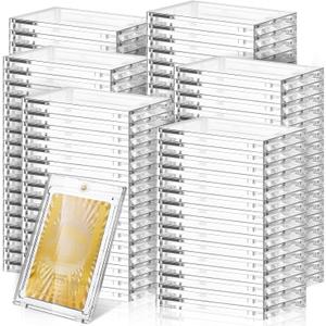SATINIOR 200 Pcs Clear 100 Pt Magnetic Card Holders for Trading Cards