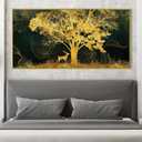 CIRABKY Black and Gold Tree Wall Art Living Room - Large Canvas Wall Art Bedroom - Home Office Decor Wall Size 29" x 59"