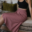 Riyiper  Women's Knee Length Skirt, Casual High Waisted Flared Midi A Line Summer Basic Pull-on Skirt with Pockets, Large