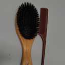 Boar Bristle Hair Brush - 100% Soft Boar Bristle Brush for Women Men Kids Restore Shine and Fine - Wooden Slick Back Hairbrush with Plastic Tail Comb for Short Thin Dry Hair (Brown)