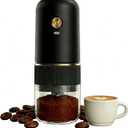 Coffee Grinder Electric Automatic Spice Grinder Adjustable Coarseness Rechargeable Coffee Grinder Portable Mini Bur Mill for Home Use (Black)