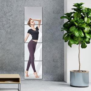 4 Pcs Full Length Wall Mirror Tiles, 12 x 16 in Self Adhesive Acrylic Square Flexible Mirror Sheets Wall Stickers Frameless Mirrors Set for Bathroom Home Gym Door Mirror