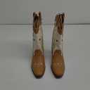 DREAM PAIRS Girls Cowboy Boots Cowgirl Mid Calf Western Boots with Low Heel Square Toe for Little Kid/Big Kid Beige/Tan, Size 4