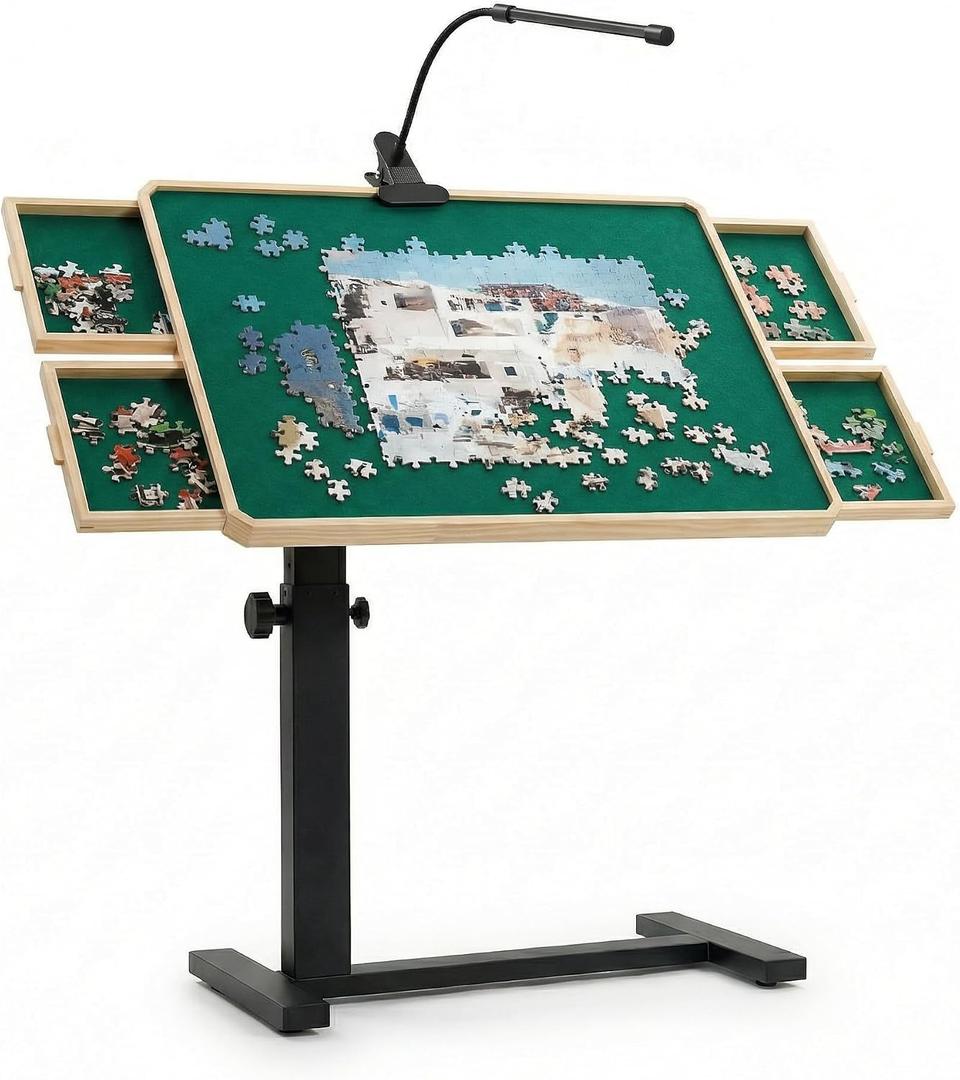 Puzzle Table with Drawers 1500 Pieces with 4 Drawers and Cover Puzzle Borad, Large
