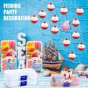 12 Set Fishing Candy Little Tackle Boxes for Birthday Party Favors with 12 Fishing Bobber 12 Thank You Cards for Making My Party Reel Fun Gone Fishing Theme Supplies Fishing Decorations (12)
