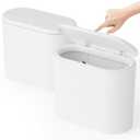 White 12 Liter Rectangular Plastic Small Garbage Can With Lid,2 Pack 3.17 Gallon Slim Bathroom Trash Can with Lid and Dog Proof Garbage Can and Wastebasket,Lidded Trashcan for Bedroom,Rv,Dorm,Office