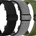 TumpCez Quick Release Watch Band - Choice of Width -18mm 19mm 20mm 22mm 24mm Watch Bands, Solo Loop Adjustable Elastic Nylon Watch Straps Replacement Wristband for Men Women (Black+Grey+Green)