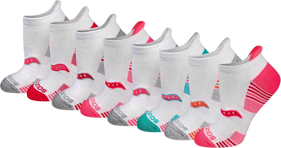 Saucony Women's RunDry Performance Heel Tab Athletic Socks, Available in S-L (8, 16, 24 Pairs)