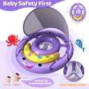 Baby Pool Float with Removable UPF50+ Sun Protection Canopy, Octopus Baby Swim Floats for 6-24 Months Infant, Extra Wide Dual Design, Adjustable & Breathable Seat
