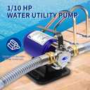 TDRRICH Water Transfer 115V 1/10HP Electric Utility Pump with Inline Hose Kit,360GPH Portable Pool Drain Self Priming Pump for Removing Water from Garden,Hot Tub,Heater,Rain Barrel, Aquariums, etc
