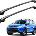 Roof Rack Cross Bars Compatible with Toyota RAV4 2013 2014 2015 2016 2017 2018 with Raised Side Rails Heavy Duty Aluminum Crossbars Black Luggage Carrier Rooftop Cargo