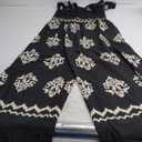 Happy Sailed Womens Summer Jumpsuits Printed Square Neck High Waisted Pockets Wide Leg Rompers Beach Fashion Vacation Outfits XL, Black