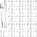 200 Pcs Silver Silverware Set, Includes 100 Forks and 100 Knives, Stainless Steel Flatware Set, Elegant and Sturdy Cutlery with Smooth Surface, Dinner Tableware for Home, Restaurant