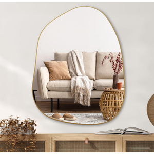 Irregular Asymmetrical Wall Mirror, 32"x24" Gold Bathroom Mirror
Decorative modern boho mirror with gold finish. HD glass mirror for bedroom, living room, entryway, mantel and vanity decor