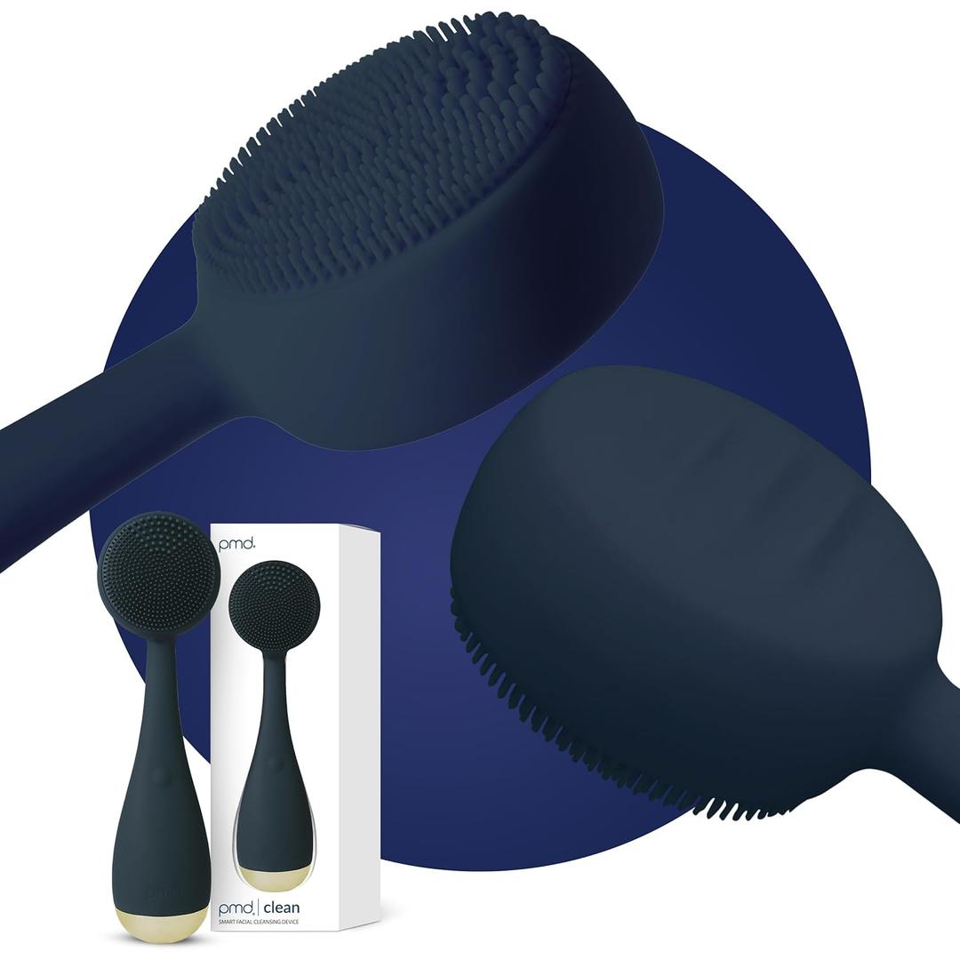 PMD Clean - Smart Facial Cleansing Device with Silicone Brush & Anti-Aging Massager (Navy)