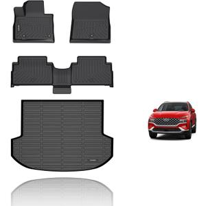 KELCSEECS Floor Mats & Cargo Liner for 2021 2022 2023 Hyundai Santa Fe Hybrid/2022 2023 Hyundai Santa Fe Plug-in Hybrid(PHEV) Car Mats All Weather Floor Liners Santa Fe Hybrid Floor Mats Trunk Mat (2021-2023 Hybrid Floor Mats & Cargo Liner, Santa Fe Hybrid/Plug-in Hybrid)