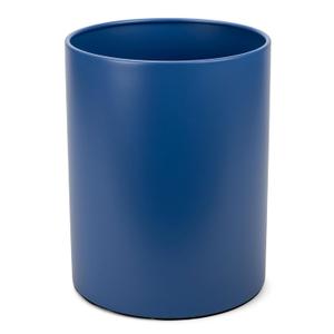 Round 9.5 x 8 Iron Metal Bathroom Trash Can Wastebasket Home Office Bedroom Fits 2.25 Gallon Trash Bag Liner, Navy Blue