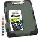 Sooez Toughest Clipboard with Storage, Internal Pen Pouch Included, Letter/ A4 Size, Shockproof Heavy Duty Plastic Clip Boards 8.5x11, High Capacity Clipboards Box Case for Contractor Trucker Driver (Gray Green With Black Corner)