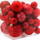 Red Christmas Ball Ornaments Christmas Tree Decorations 36pcs Shatterproof Christmas Ornaments Set with 6 Styles in 3 Sizes(Small Medium Large)