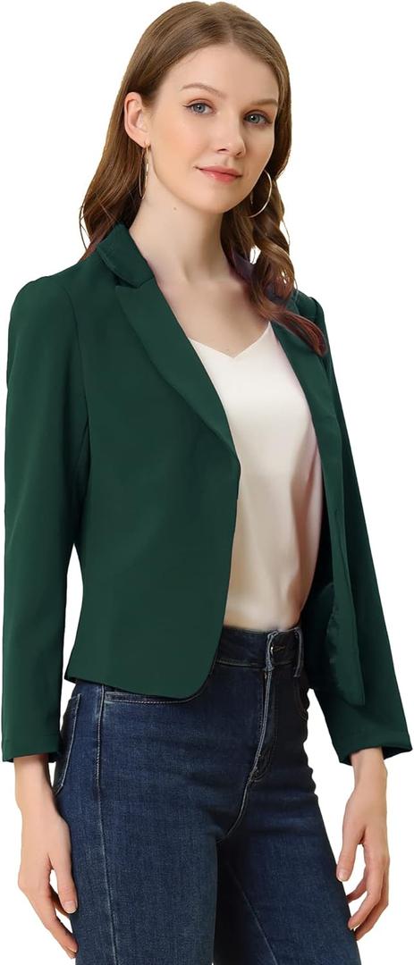 Allegra K Women's Open Front Office Work Business Casual Lightweight Summer Crop Suit Blazer (X-Large)