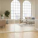 Heavy Duty Baby & Dog Safety Gate 86-104.7 Inch, White Metal, Tension Mounted No Drilling Pet Gate for Large Openings