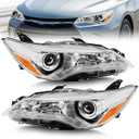 Bincmay Headlight Assembly Fit For 2015-2017 Toyota Camry 2015 2016 2017 Toyota Camry Headlight Assembly Black Housing Amber Reflector-S
