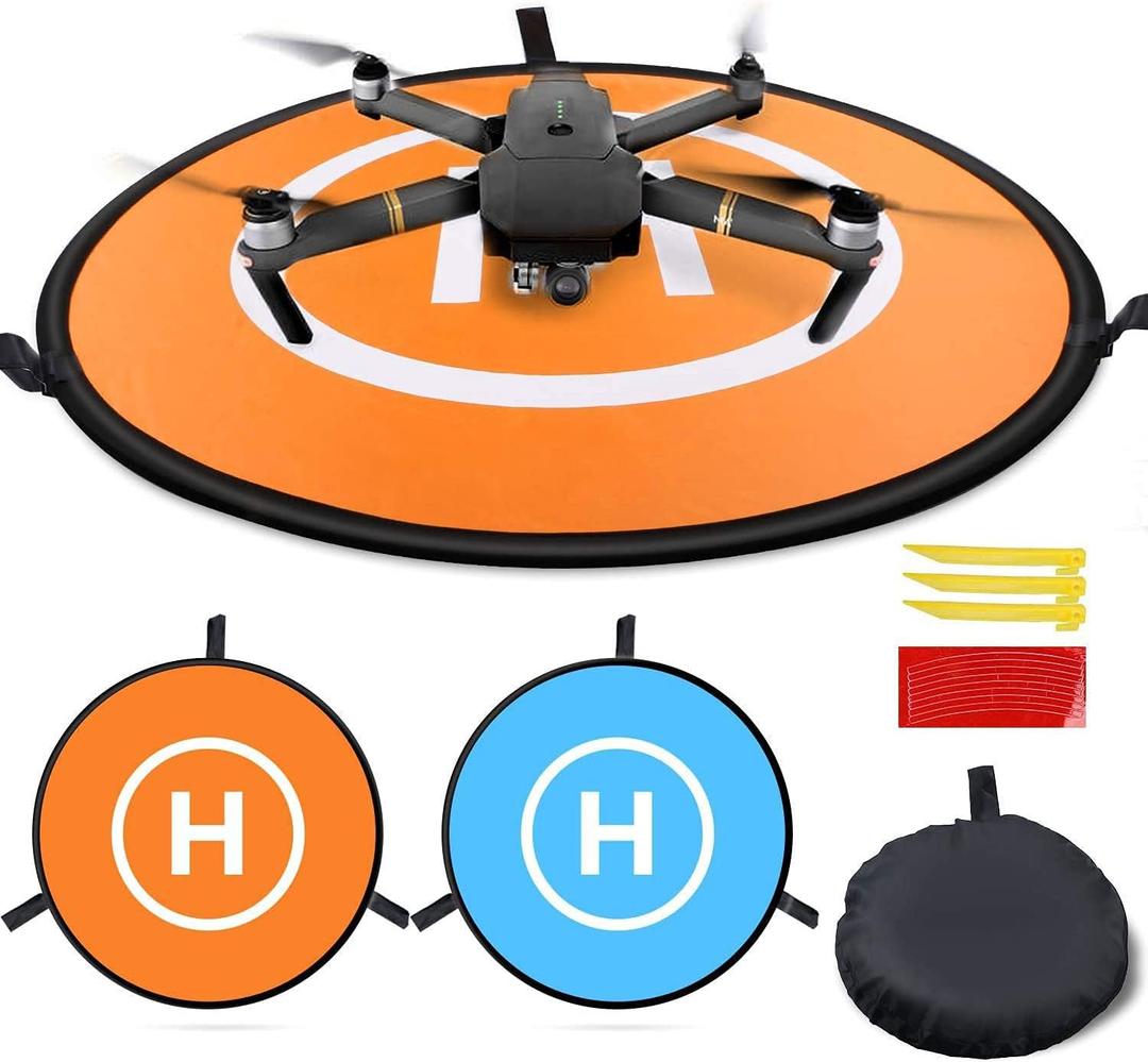 MMOBIEL Landing Pad Waterproof 75cm Orange/ Blue Double-Sided Landing Pad for DJI Mavic Mini 2 / Zoom/ Air Fly 2 / Phantom/ FPV/ Inspire