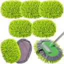 Tallew 5 Pcs Car Wash Mitt Kit, Car Clean Brush Not Included, Microfiber Mitt Clean Detail Cleaning Tools Truck Washing Chenille Scratch Free Replacement Kit for Auto RV Pickup Bus(Green)