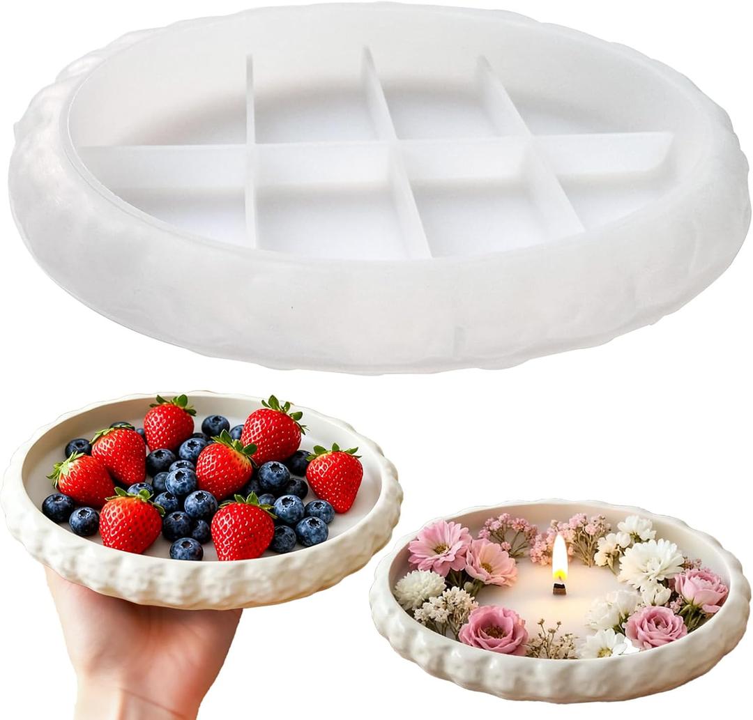 Oval Rock-Patterned Plate Mold, Tray Silicone Mold for Epoxy Resin,Large Container Storage Molds for Jewelry Candle Holder,Concrete Molds for Dessert Dish Plate DIY Art Craft
