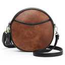 GAEKEAO Vegan Leather Crossbody Bags for Women Circle Cross Body Shoulder Bag Purses Handbags with Adjustable Straps (Brown&black)