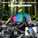 AI Smart Glasses, Voice Control Sports Sunglasses, EIS Anti-Shake, IP54 Waterproof, Real-Time Translation, Open Ear Audio Cycling Glasses for Outdoor Hiking Surfing Running, Blue