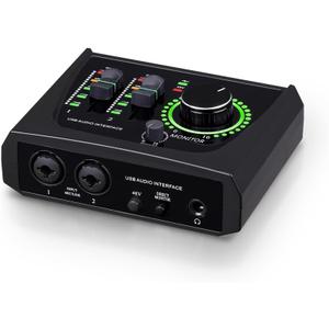 BOMGE mini 2 Channel USB Audio Interface for Recording, Streaming and Podcasting, with XLR/48V Phantom Power,Studio Quality Audio Interface for Guitarist, Vocalist, Podcaster or Producer