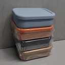 Honeydak 4 Pcs Silicone Bento Box for Adults, 3 Compartment Lunchable Food Container for Women Men, Leak Proof Microwave Dishwasher Freezer Safe (Grey,Blue,Khaki,Orange)