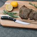 Emeril Lagasse Steak Knife Set of 8, 4.5 Stainless Steel Serrated Blades, Premium Kitchen Steak Knife Set with Black Handles