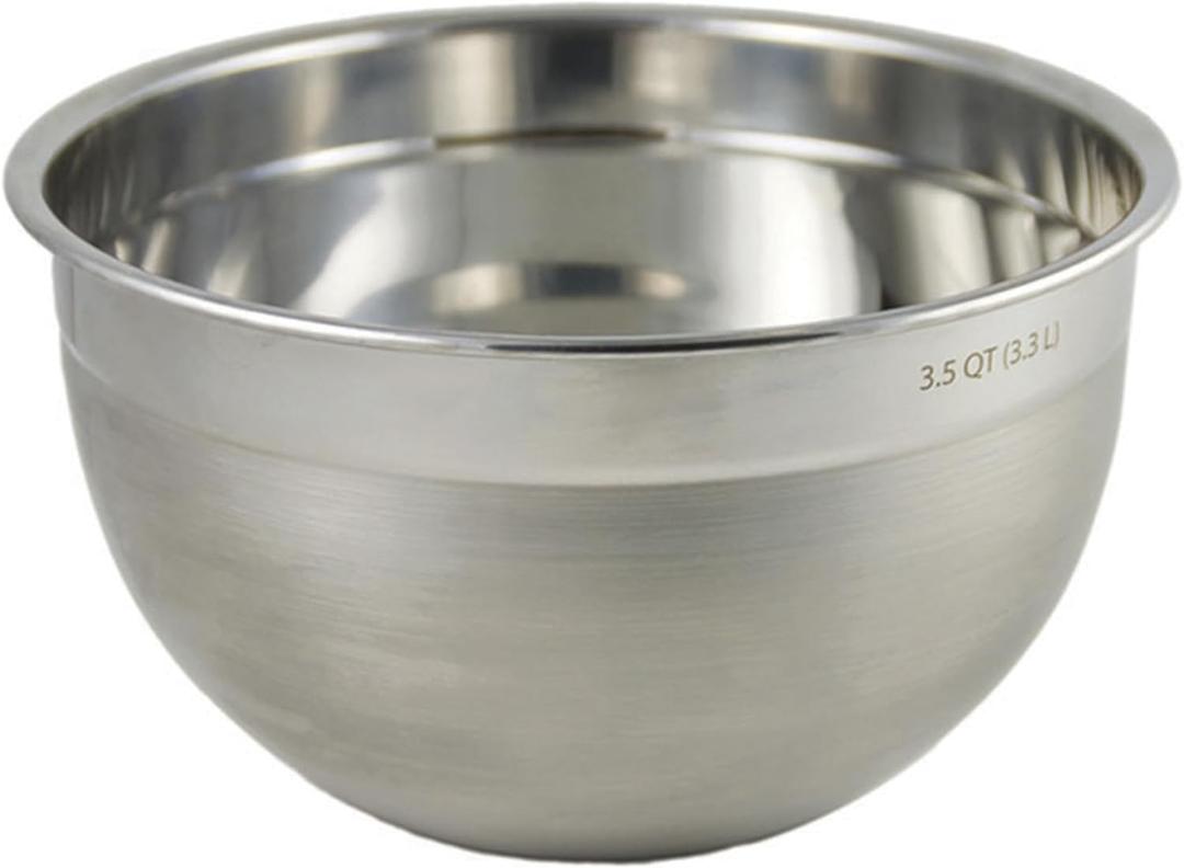 Tovolo Stainless Steel Mixing Bowls, 3.5 Qt - Metal Nesting Mixing Bowl with Rounded Lip for Easy Pour & Minimal Mess - Large & Small Dishwasher Safe Kitchen Supplies for Prep & Cooking (3-1/2-Quart)