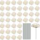 MECCANIXITY Silk Artificial Hydrangea Flowers, Beige Artificial Flowers Heads with Stems, Full Hydrangea Flowers for Wedding Centerpieces, Party Decoration 64 Set