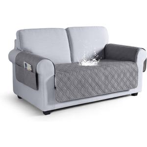 VANSOFY Couch Cover, Waterproof Sofa Covers Washable Slipcover Furniture Protector Couch Seat Covers Non-Slip Couch Cover for Dogs, Pets(Loveseat, Light Gray)